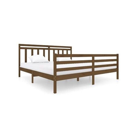 Rám postele medově hnědý masivní dřevo 200 × 200 cm, 3100677 SHUMEE