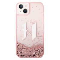 Karl lagerfeld Liquid Glitter Big KL Logo pro iPhone 14 Plus růžový