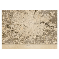 Mapa Sepia vintage map of London, Blursbyai, 40 × 30 cm