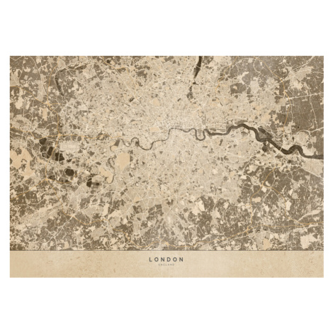 Mapa Sepia vintage map of London, Blursbyai, 40x30 cm