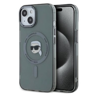 Karl Lagerfeld IML Karl Head Metal Frame MagSafe Zadní Kryt pro iPhone 15 Pro Black