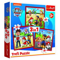 Trefl Puzzle Tlapková patrola: Veselí pejsci/3v1 (20,36,50 dílků) - Trefl