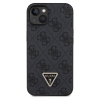 Zadní kryt Guess PU 4G Strass Triangle Metal Logo pro Apple iPhone 15, black