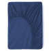 Tmavě modré bavlněné elastické prostěradlo Good Morning, 160 x 200 cm