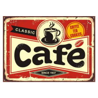 Ilustrace Cafe bar retro tin sign, lukeruk, 40 × 30 cm