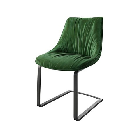 DELIFE Jídelní židle Elda-Flex samet zelený konzolová podnož plochá černá