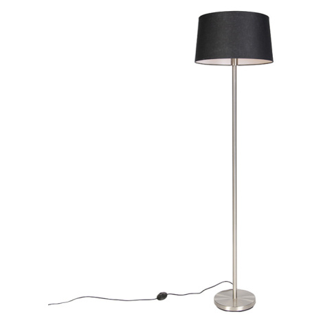 Moderní stojací lampa z oceli s černým odstínem 45 cm - Simplo QAZQA