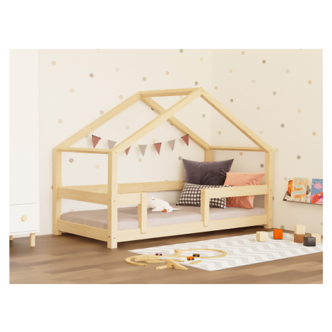 Benlemi Dětská postel domeček LUCKY se zábranou Zvolte barvu: Nelakovaná, Zvolte rozměr: 90x160 