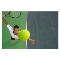 Fotografie Top View of Male Tennis Player Mid-Serve, Enrico Calderoni / Aflo, 40 × 26.7 cm