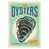 Ilustrace Fresh oysters retro poster design, lukeruk, 30 × 40 cm