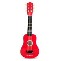 Viga Dřevěná kytara pro děti červená 6 strun