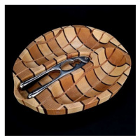 AMADEA Dřevěná miska mozaika ve tvaru ořechu s louskáčkem, masivní dřevo, 2 druhy dřevin, 28x23x