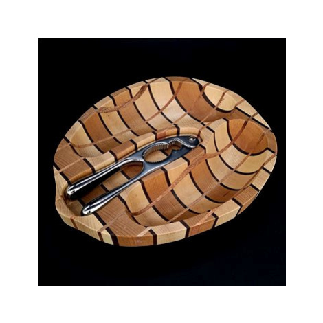 AMADEA Dřevěná miska mozaika ve tvaru ořechu s louskáčkem, masivní dřevo, 2 druhy dřevin, 28x23x