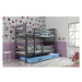 Dětská patrová postel ERYK 90x200 cm - grafit Modrá
