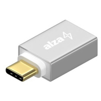 AlzaPower USB-C (M) to USB-A (F) 3.0 OTG stříbrný