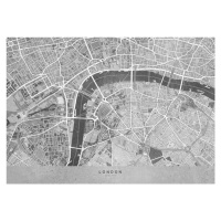 Mapa Gray vintage map of London downtown, Blursbyai, 40 × 30 cm