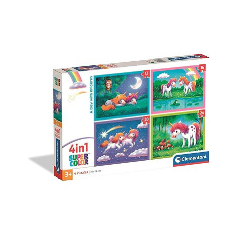 CLEMENTONI Puzzle Jednorožci 4v1 12,16,20,24 dílků