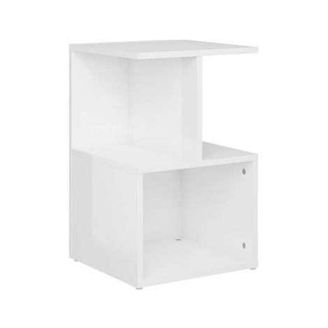 SHUMEE Noční stolek bílý s vysokým leskem 35 × 35 × 55 cm dřevotříska, 806358