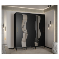 Šatní skříň Abi Calipso Sew Barva korpusu: Černá, Rozměry: 180 cm, Dveře: Černá + zrcadlo
