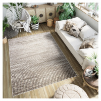 Moderní koberec v hnědých odstínech s tenkými proužky