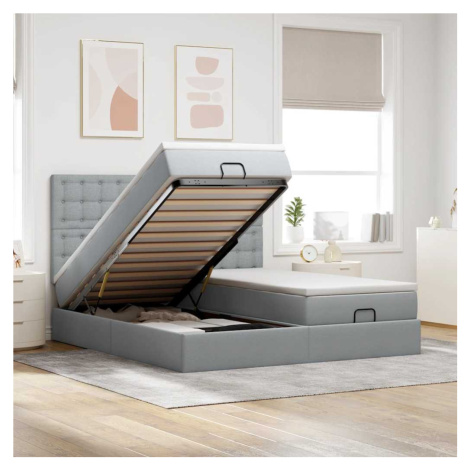 vidaXL Osmanský rám postele s matrací světle šedá 160x200cm textil