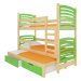 ArtAdrk Dětská patrová postel s přistýlkou SORIA Barva: Borovice / zelená