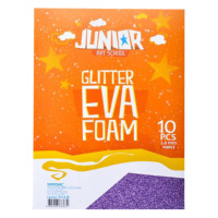 JUNIOR-ST - Dekorační pěna A4 EVA 10 ks fialová tloušťka 2,0 mm glitter