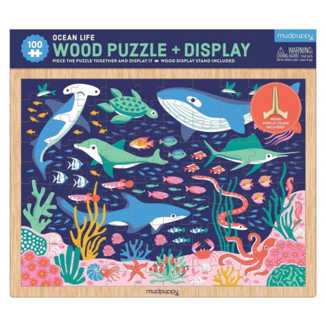 Mudpuppy Dřevěné puzzle Život v oceánu + displej 100 dílků