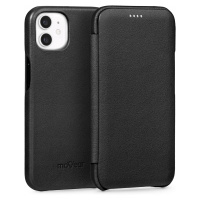 Kožený kryt na iPhone 12 Mini Pouzdro book slim case Black Movear