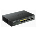 D-Link DGS-1008P 8-port Gigabit Desktop Switch, 4 porty jsou PoE+, PoE budget 68W