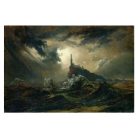 Obrazová reprodukce Stormy sea with Lighthouse, Karl Blechen, 40x26.7 cm