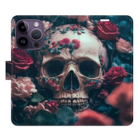 iSaprio flip pouzdro Skull in Roses 02 pro iPhone 14 Pro