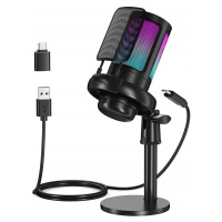 Mikrofon pro počítač Kapacitní Herní Studiový Karaoke Usb filtr