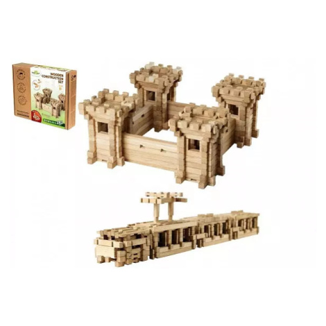 Stavebnice dřevěný hrad 282 dílků v krabici 38x30,5x7cm Teddies