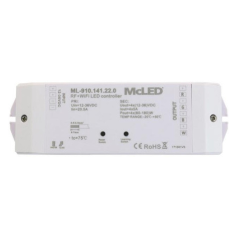 Přijímač řízení jasu RGBW McLED ML-910.141.22.0 RF a Wifi CCT 4 kanály 4x5A 12-36V