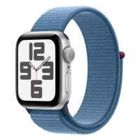 Apple Watch SE Cellular 44 mm sport loop smart hodinky Silver/Winter Blue