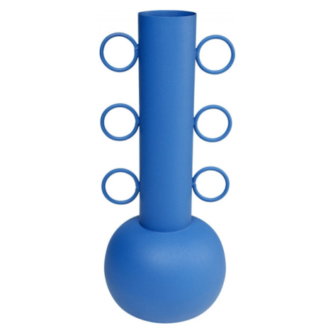 KARE Design Modrá kovová váza Curly 53cm