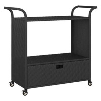 Shumee Barový vozík se zásuvkou černý 100 × 45 × 97 cm, polyratan