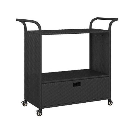 Shumee Barový vozík se zásuvkou černý 100 × 45 × 97 cm, polyratan