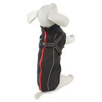 Vsepropejska Softshellová bunda pro psa s postrojem Barva: Černá, Délka zad (cm): 76, Obvod hrud