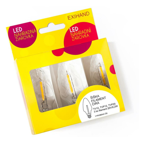 Exihand Blistr 3 čiré žárovky LED FILAMENT Šiška čirá 20V/0,2W