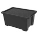Leskle černý plastový úložný box s víkem Evo Easy - Rotho