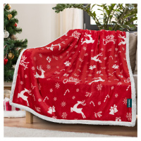 Vánoční červená beránková deka z mikroplyše CANDY BELLS Rozměr: 160 x 200 cm