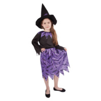Dětský kostým čarodějnice s netopýry a kloboukem (M)