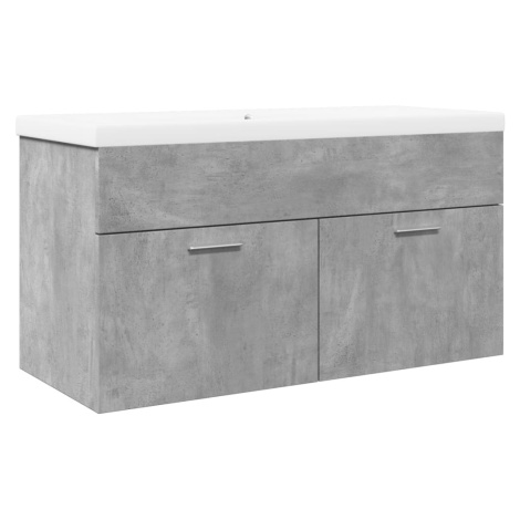 vidaXL Koupelnová skříňka se zápustným umyvadlem betonově šedá