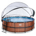 Bazén s krytem a pískovou filtrací Wood pool Exit Toys kruhový ocelová konstrukce 427*122 cm hně