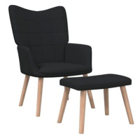 Relaxační židle se stoličkou černá textil, 327936