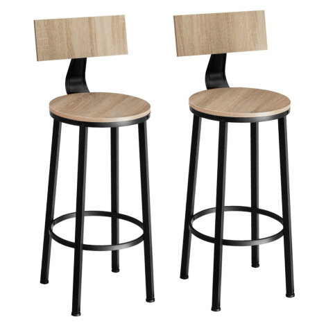 tectake 404350 2 barové židle poole - Industrial světlé dřevo, dub Sonoma - Industrial světlé dř