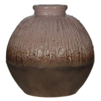 Keramická váza kulatá drápaná hnědá 25cm