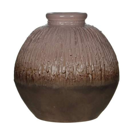 Keramická váza kulatá drápaná hnědá 25cm
